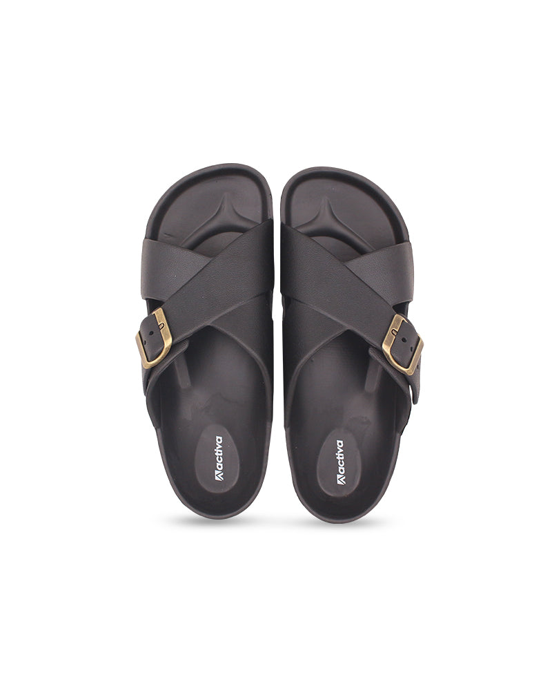 Men’s Cross-Strap Slides with Adjustable Buckle | Ergonomic EVA Sole