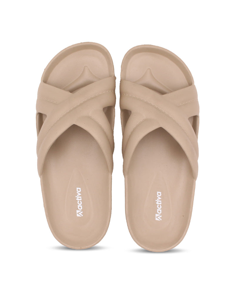 ACTIVA Slides, Stylish Cross-Design Sandals for Women