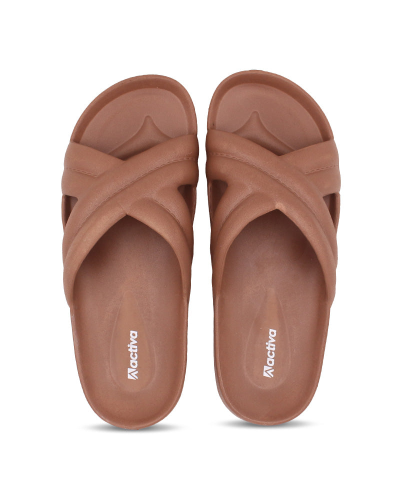 ACTIVA Slides, Stylish Cross-Design Sandals for Women