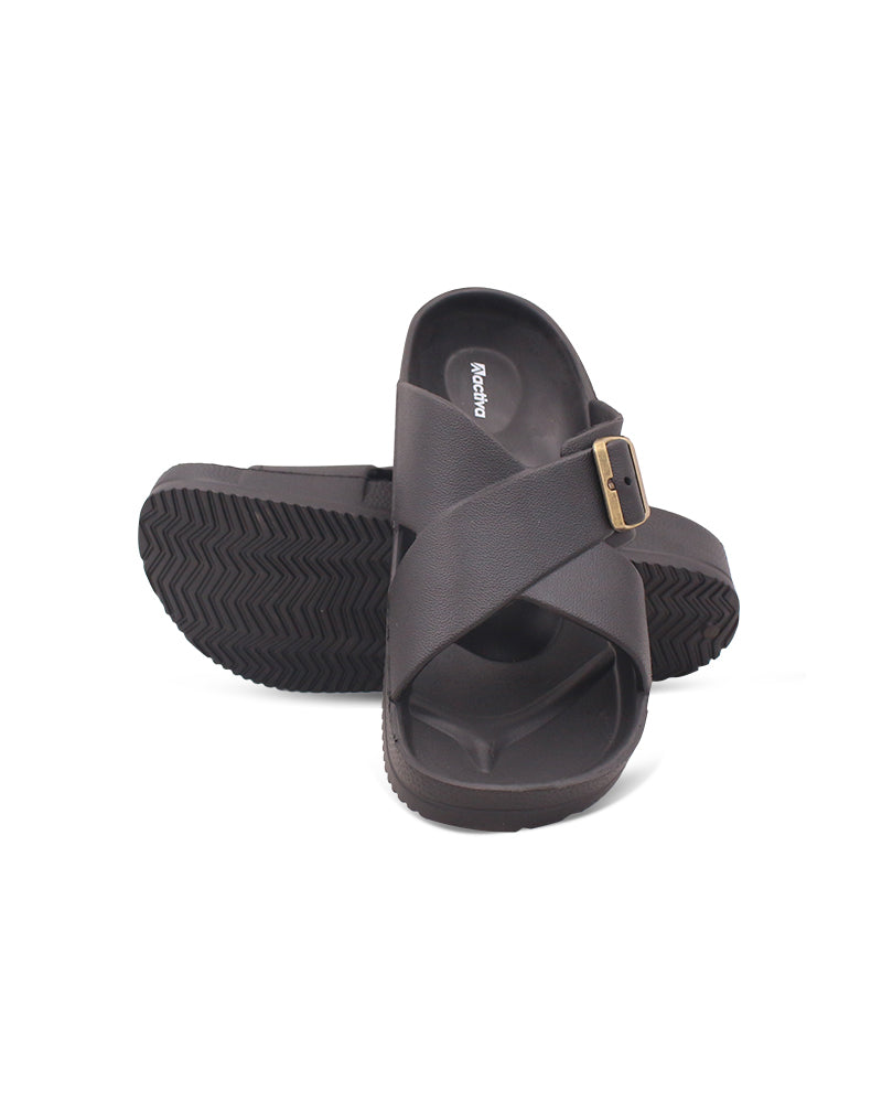 Men’s Cross-Strap Slides with Adjustable Buckle | Ergonomic EVA Sole