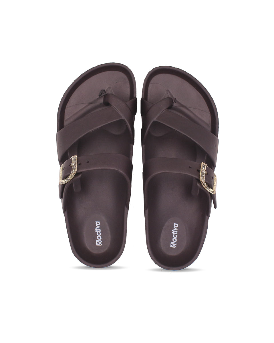 Women’s EVA Buckle Slides Brown
