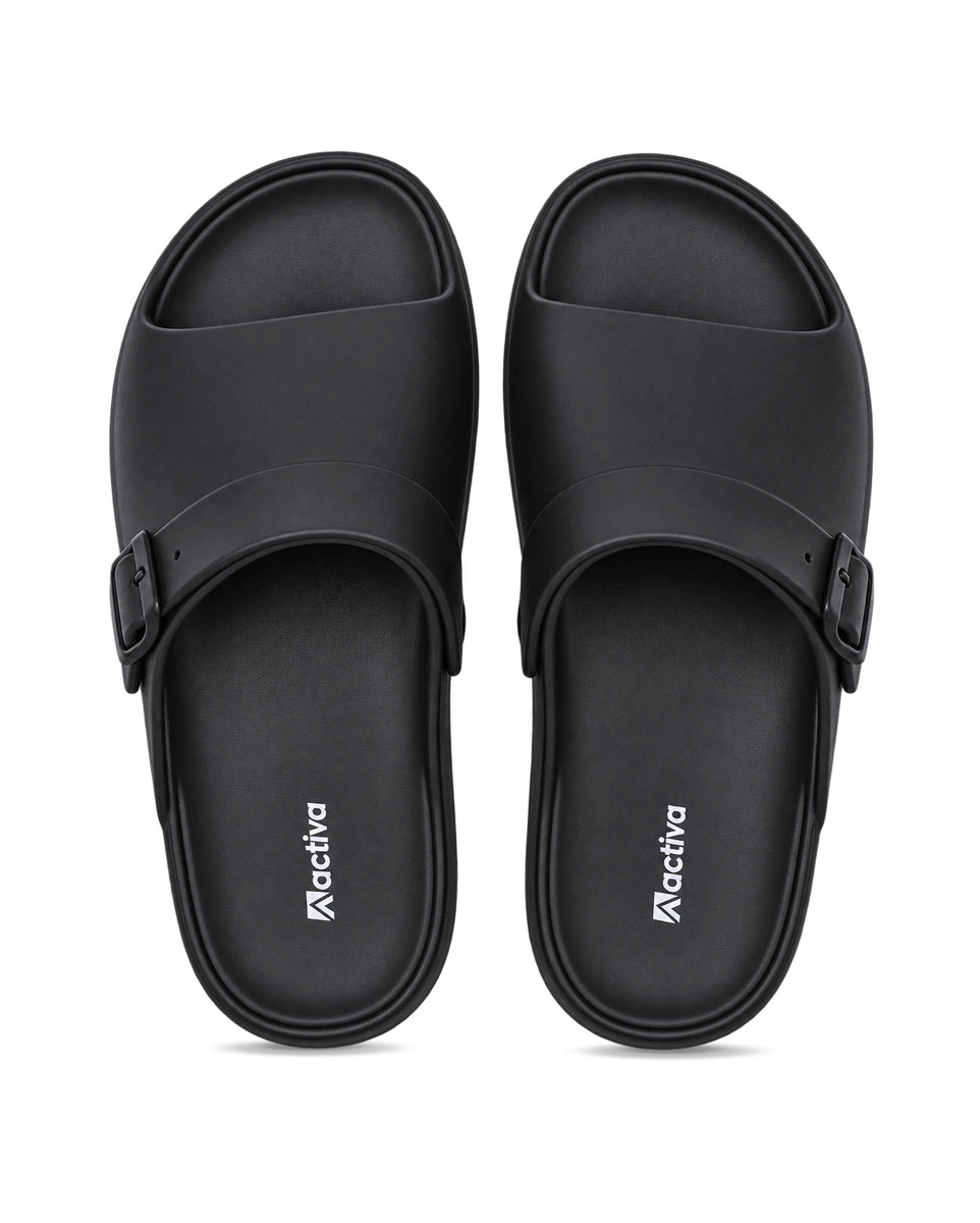 Men's Adjustable Comfort Slides with Buckle Strap for Everyday Wear