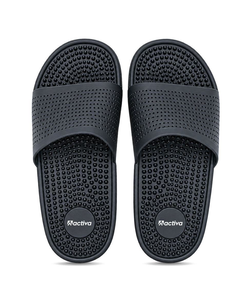 Men’s Textured Comfort Slides with Cushioned Footbed | Casual Slip-On Sandals