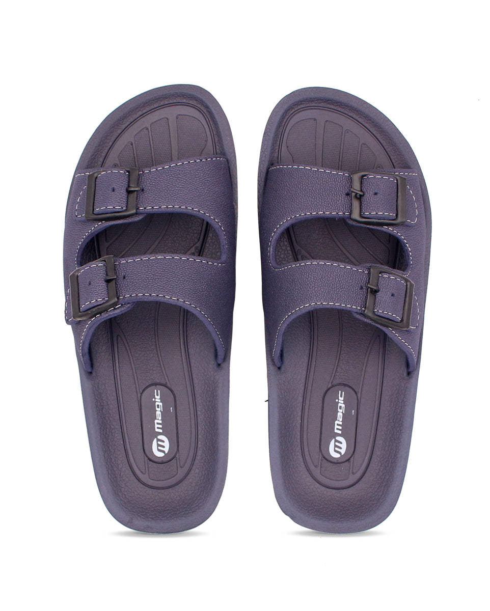 FABRICATION Men’s Dual Buckle Slides – Comfortable Casual Slippers for Daily Wear