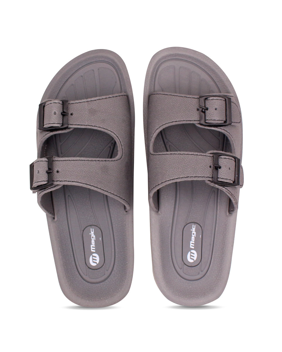 FABRICATION Men’s Dual Buckle Slides – Comfortable Casual Slippers for Daily Wear