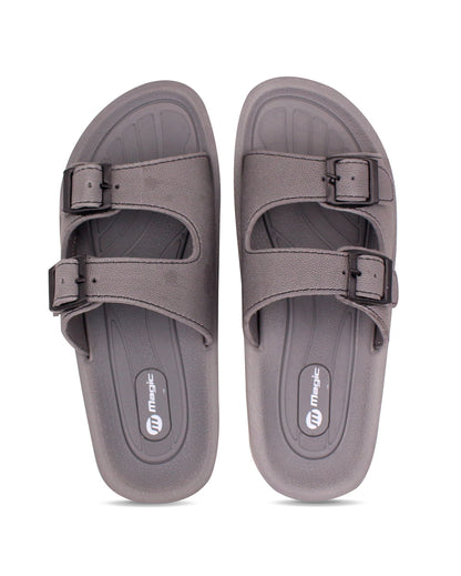 FABRICATION Men’s Dual Buckle Slides – Comfortable Casual Slippers for Daily Wear
