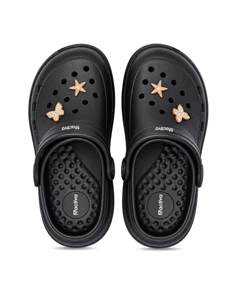 Women's Lightweight Clogs with Charms – Cushioned Slip-On Clogs with Adjustable Heel Strap for Everyday Wear