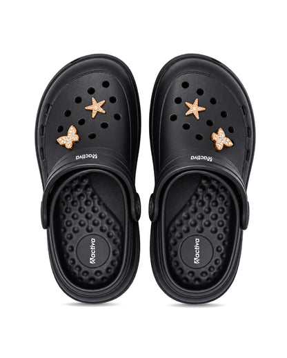 Women's Lightweight Clogs with Charms – Cushioned Slip-On Clogs with Adjustable Heel Strap for Everyday Wear