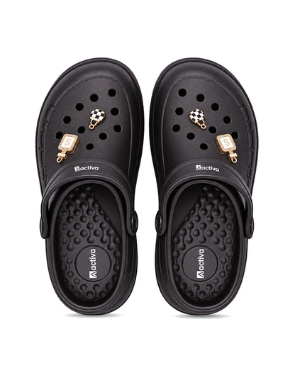Women's Lightweight Clogs with Charms – Cushioned Slip-On Clogs with Adjustable Heel Strap for Everyday Wear