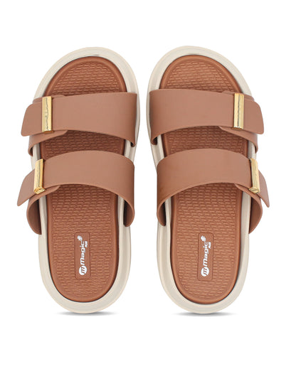 DOCTOR SOLE women's black double strap comfort slides with metallic accents and cushioned lightweight sole.