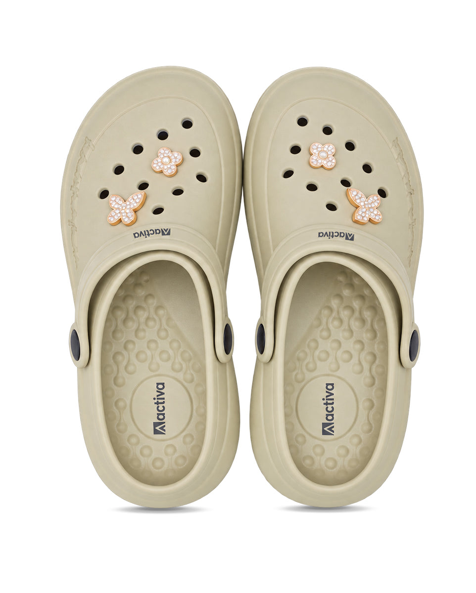 Women's Lightweight Clogs with Charms – Cushioned Slip-On Clogs with Adjustable Heel Strap for Everyday Wear