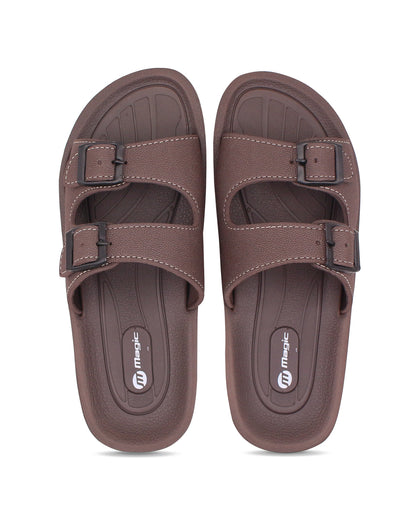 FABRICATION Men’s Dual Buckle Slides – Comfortable Casual Slippers for Daily Wear