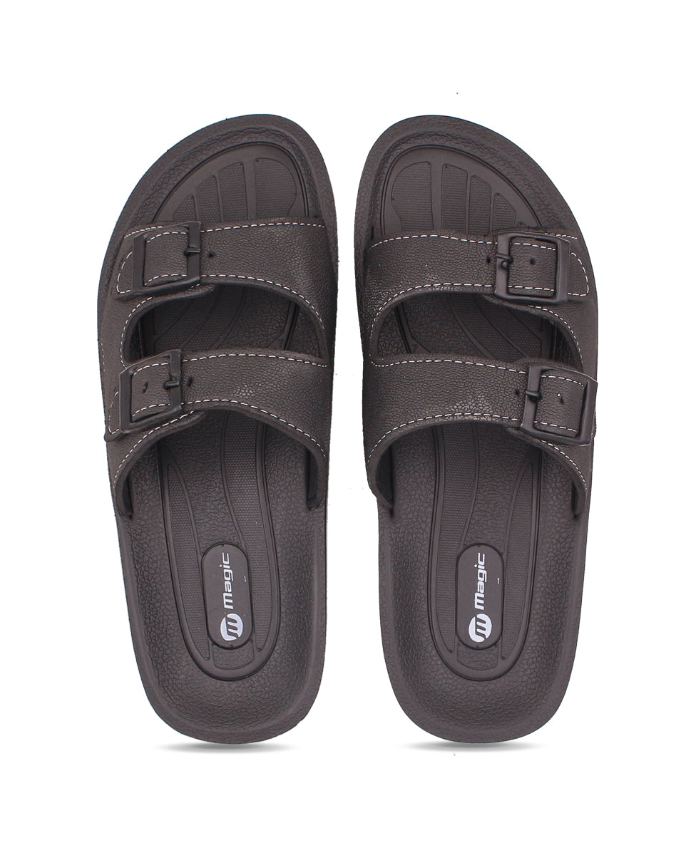 FABRICATION Men’s Dual Buckle Slides – Comfortable Casual Slippers for Daily Wear
