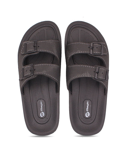 FABRICATION Men’s Dual Buckle Slides – Comfortable Casual Slippers for Daily Wear