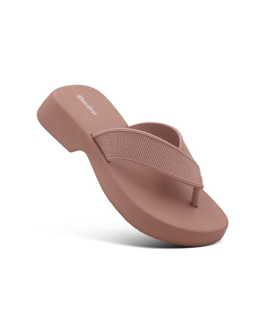 Women's V-Shape Grip Flip-Flops with Thick Heel