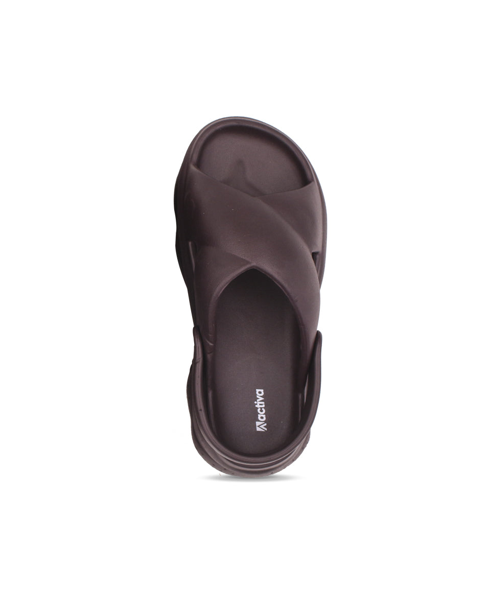 Women’s EVA Criss-Cross Sandals with Back Strap Brown