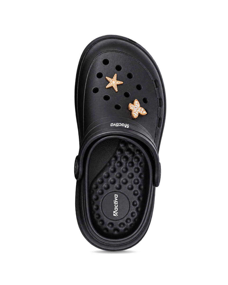 Women's Lightweight Clogs with Charms – Cushioned Slip-On Clogs with Adjustable Heel Strap for Everyday Wear