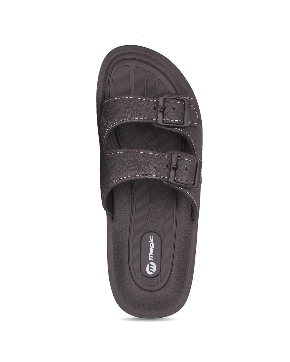FABRICATION Men’s Dual Buckle Slides – Comfortable Casual Slippers for Daily Wear