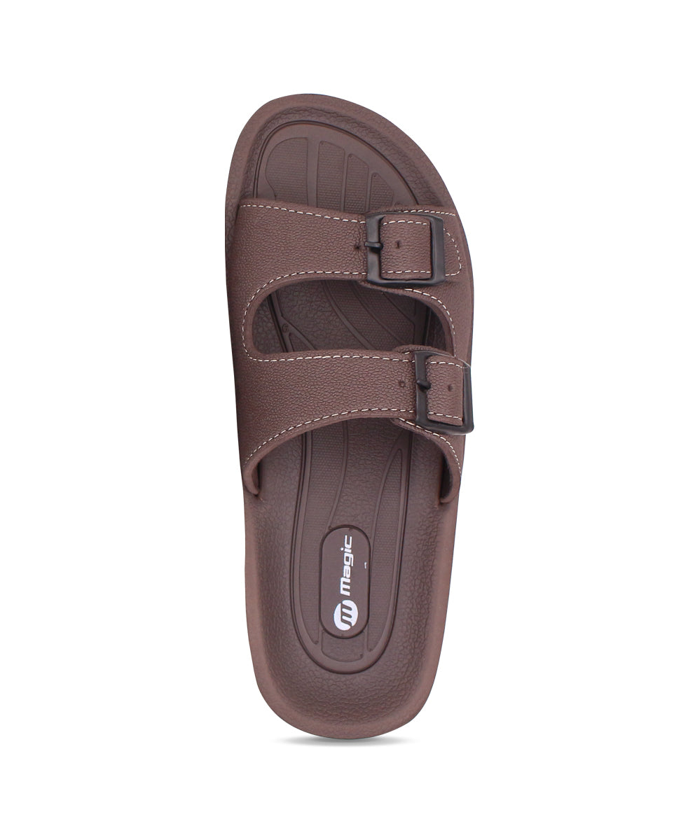 FABRICATION Men’s Dual Buckle Slides – Comfortable Casual Slippers for Daily Wear