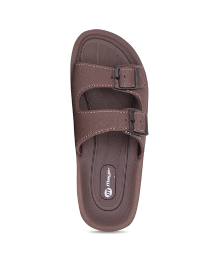 FABRICATION Men’s Dual Buckle Slides – Comfortable Casual Slippers for Daily Wear