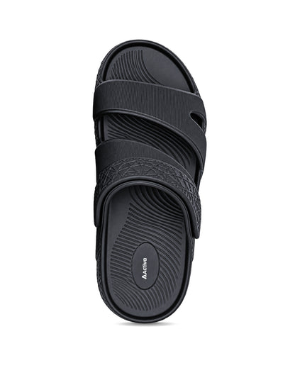 Men's Black Comfort Sandals | Adjustable Strap Casual Footwear