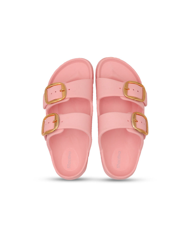 Women's Dual Buckle EVA Slides in Lightweight and Open-Toe Design