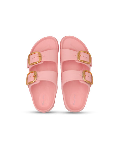 Women's Dual Buckle EVA Slides in Lightweight and Open-Toe Design