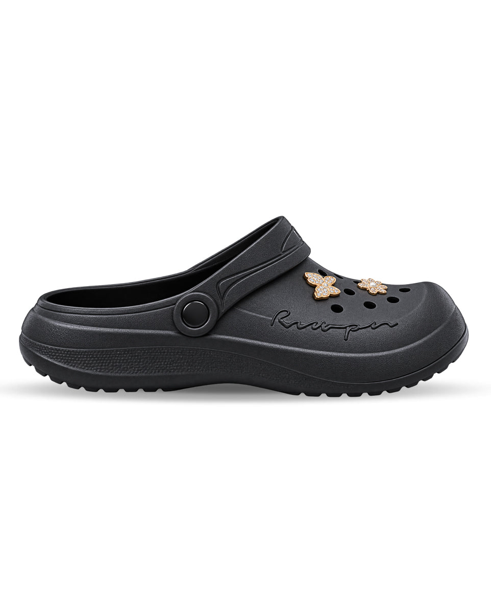 Women's Lightweight Clogs with Charms – Cushioned Slip-On Clogs with Adjustable Heel Strap for Everyday Wear