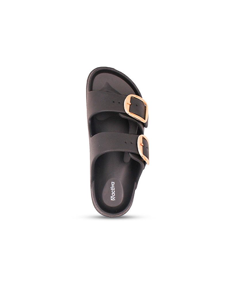 Women's Dual Buckle EVA Slides in Lightweight and Open-Toe Design