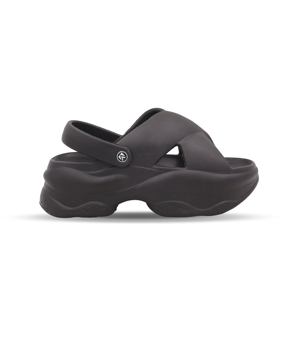 Women’s EVA Criss-Cross Sandals with Back Strap Black