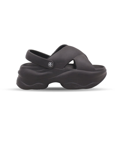 Women’s EVA Criss-Cross Sandals with Back Strap Black