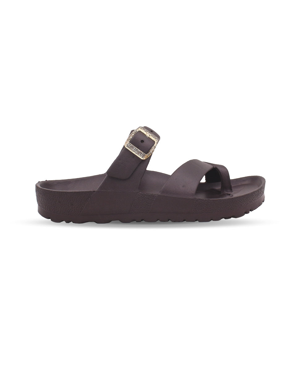 Women’s EVA Buckle Slides Brown