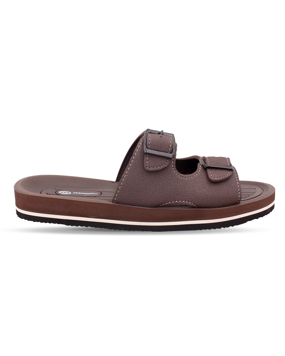 FABRICATION Men’s Dual Buckle Slides – Comfortable Casual Slippers for Daily Wear