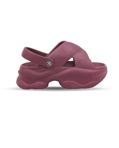 Women’s EVA Criss-Cross Sandals with Back Strap Wine Red