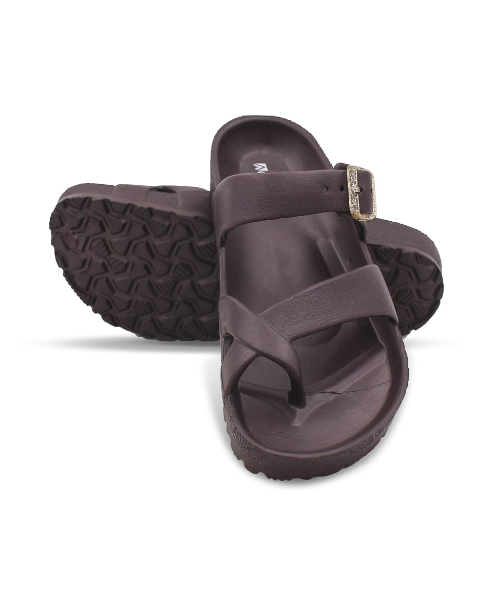 Women’s EVA Buckle Slides Brown