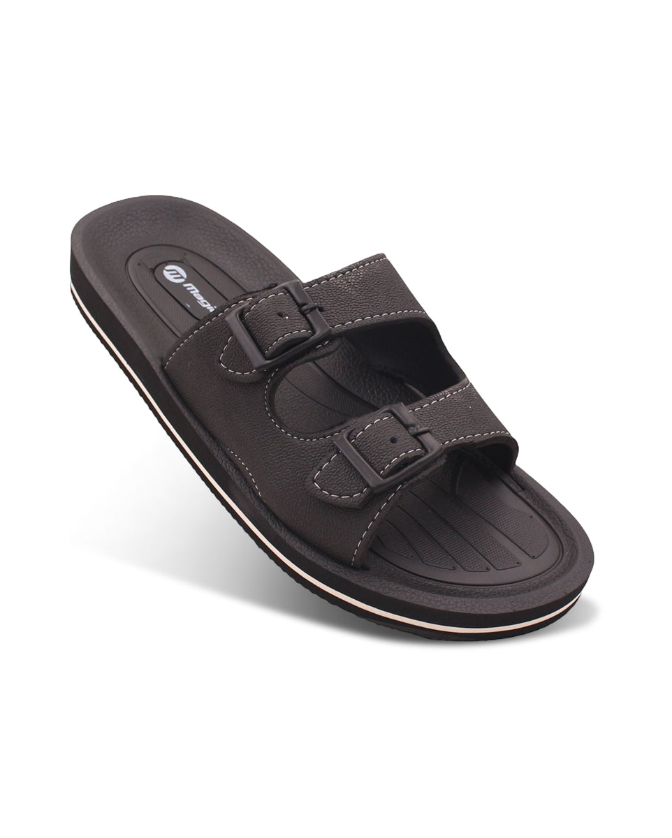 FABRICATION Men’s Dual Buckle Slides – Comfortable Casual Slippers for Daily Wear