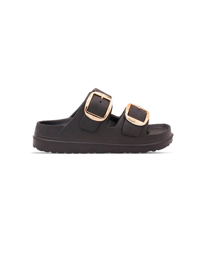 Women's Dual Buckle EVA Slides in Lightweight and Open-Toe Design