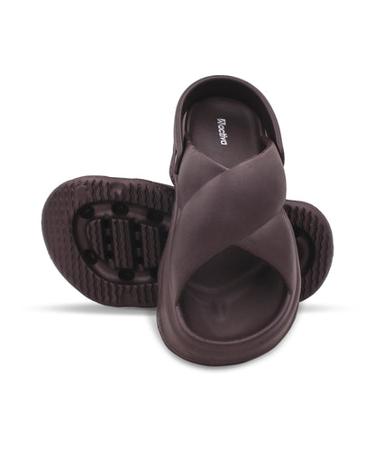 Women’s EVA Criss-Cross Sandals with Back Strap Brown