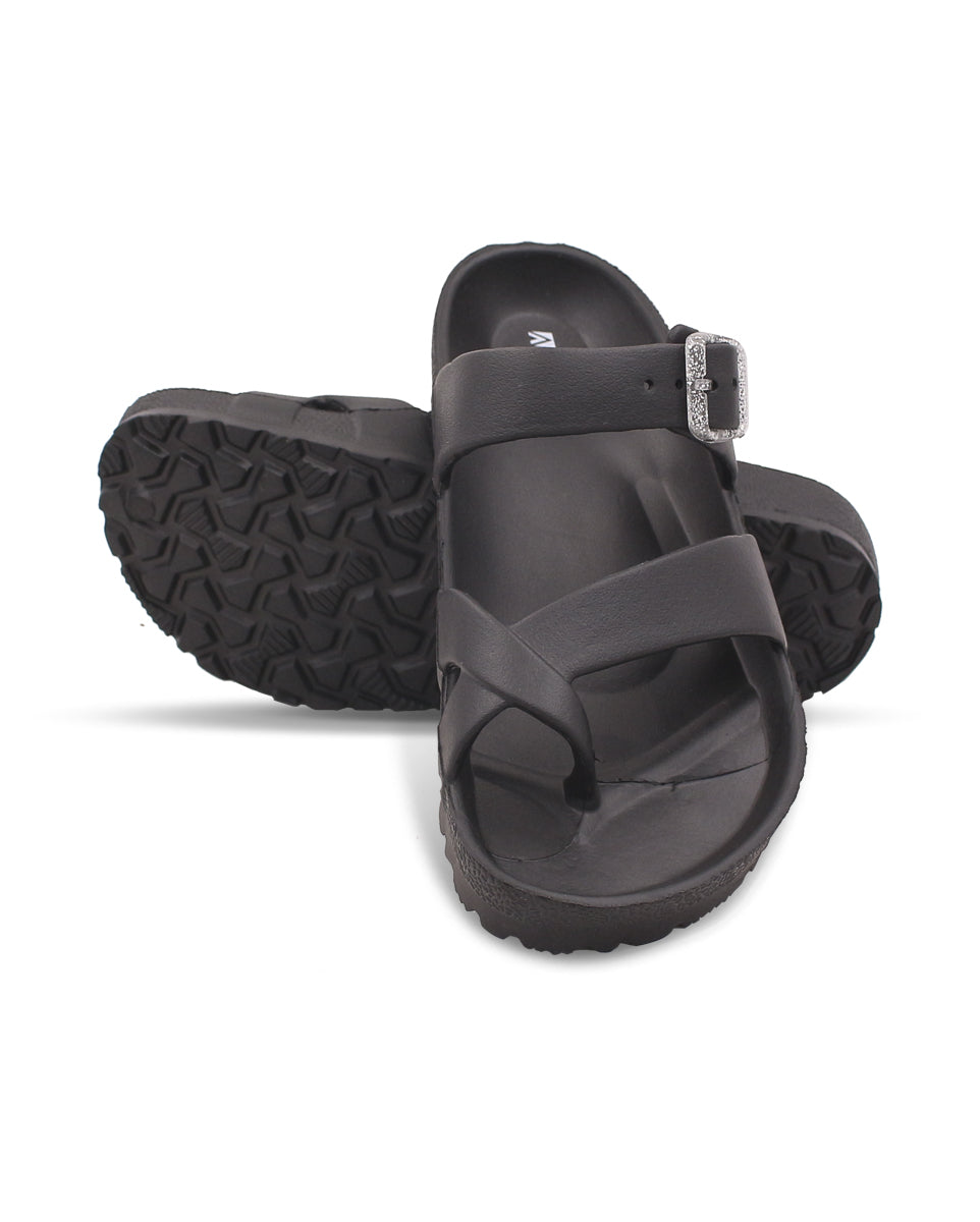 Women’s EVA Buckle Slides Black