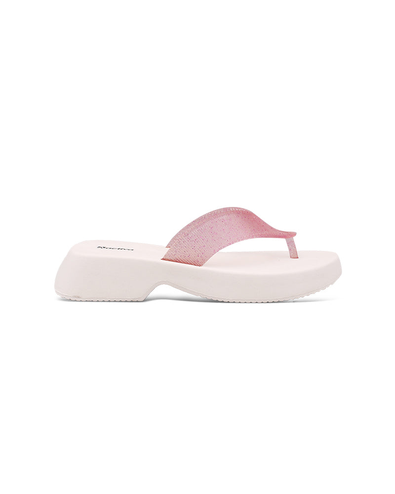 Women's V-Shape Grip Flip-Flops with Thick Heel