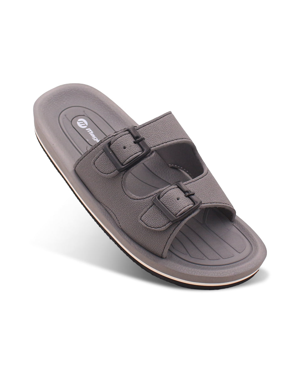 FABRICATION Men’s Dual Buckle Slides – Comfortable Casual Slippers for Daily Wear