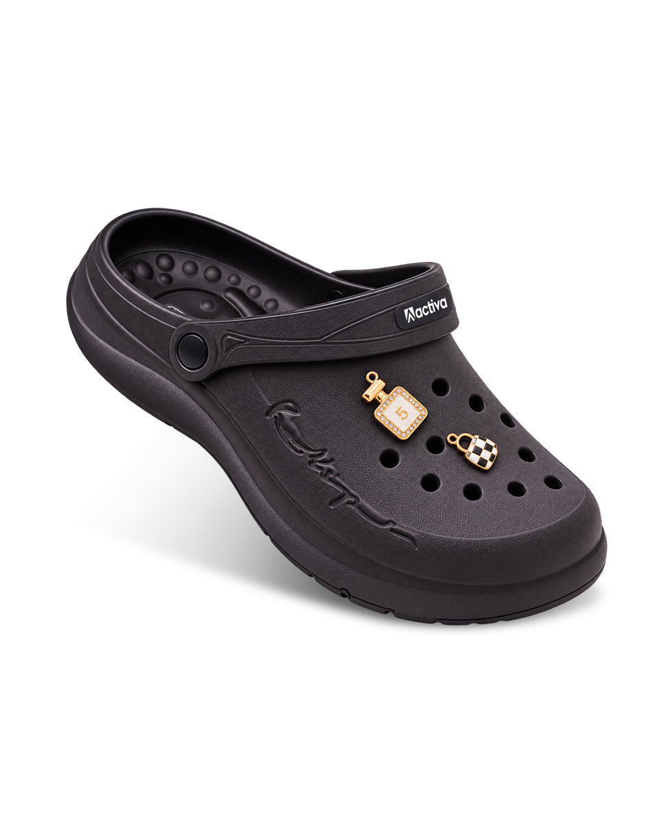 Women's Lightweight Clogs with Charms – Cushioned Slip-On Clogs with Adjustable Heel Strap for Everyday Wear