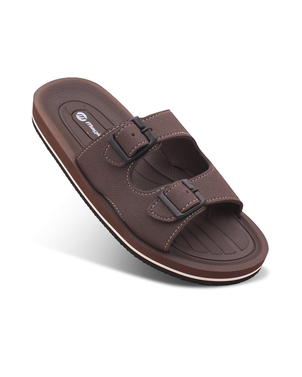 FABRICATION Men’s Dual Buckle Slides – Comfortable Casual Slippers for Daily Wear