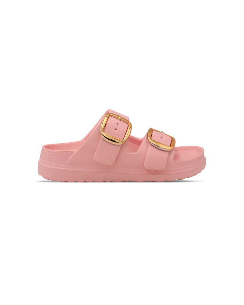 Women's Dual Buckle EVA Slides in Lightweight and Open-Toe Design