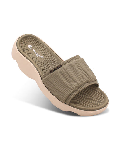 Brown slide sandal on a white background