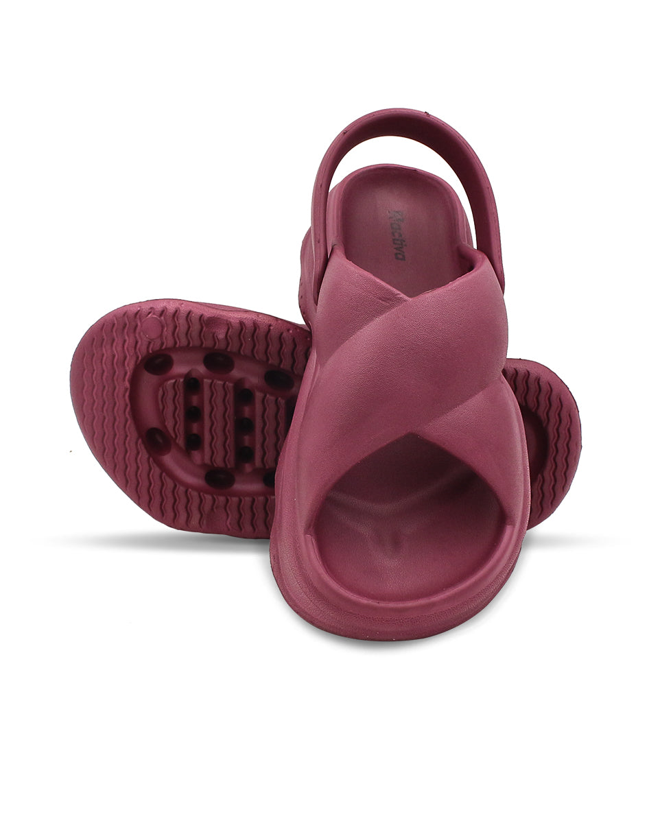 Women’s EVA Criss-Cross Sandals with Back Strap Wine Red