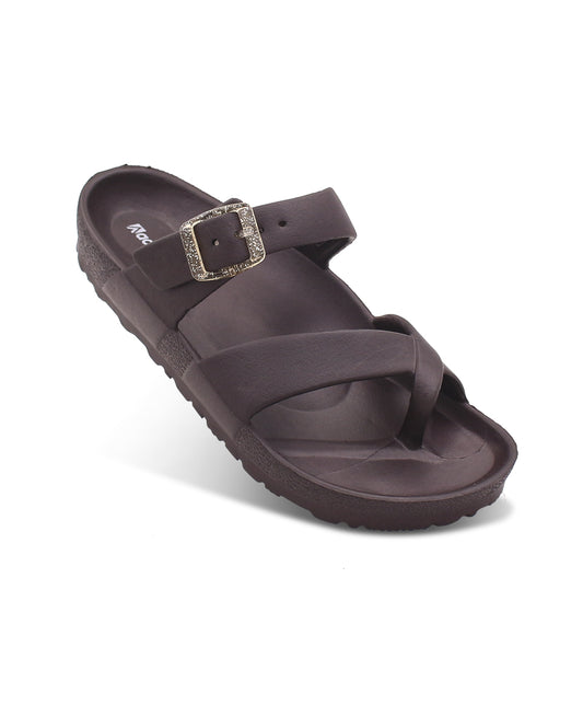 Women’s EVA Buckle Slides Brown