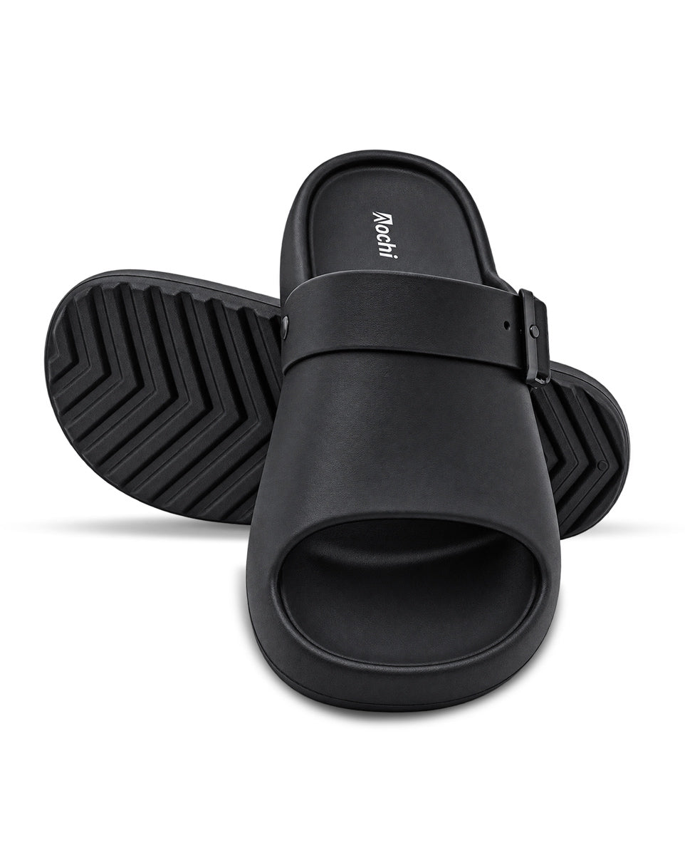 Men's Adjustable Comfort Slides with Buckle Strap for Everyday Wear