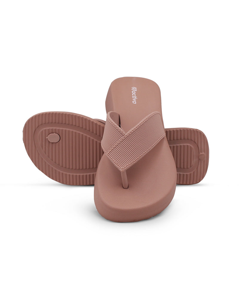 Women's V-Shape Grip Flip-Flops with Thick Heel