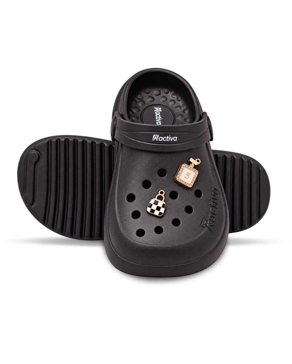 Women's Lightweight Clogs with Charms – Cushioned Slip-On Clogs with Adjustable Heel Strap for Everyday Wear